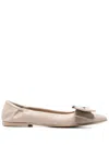 Pomme D'or Bow-detail Ballerina Flats In Neutral