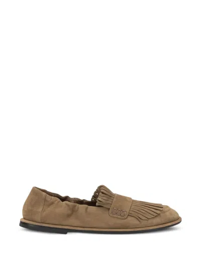 Pomme D'or Brown Leather Cow Leather Loafers Slippers