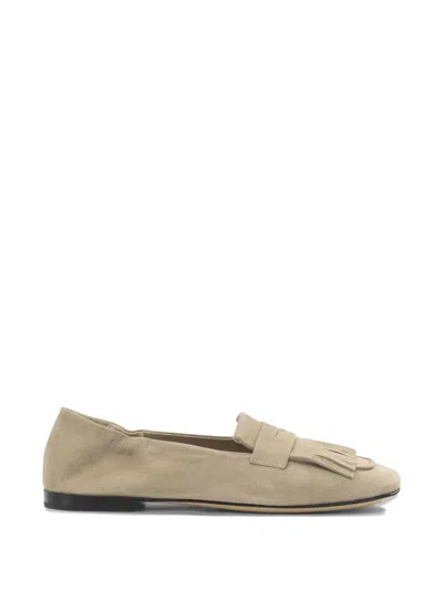 Pomme D'or Fringe-detail Suede Loafers In Neutral