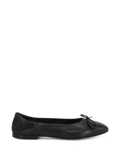 Pomme D'or Giorgia 0450 Bow-detail Leather Ballet Flats In Black
