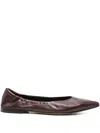 Pomme D'or Glove Pointed-toe Leather Ballet Flats In Red