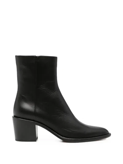 Pomme D'or Leather Ankle Boots In Black