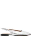 Pomme D'or Leather Ballet Flats In Silver