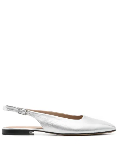 Pomme D'or Leather Ballet Flats In Silver