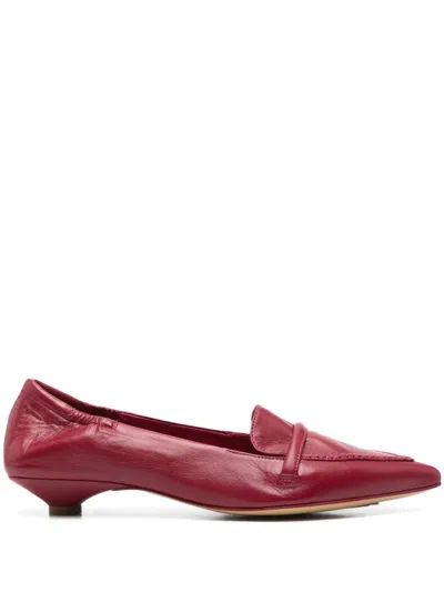 Pomme D'or Leather Loafers In Red