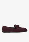 Pomme D'or Mia Braided Suede Loafers In Burgundy
