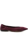 Pomme D'or Pointed-toe Suede Ballet Flats In Red