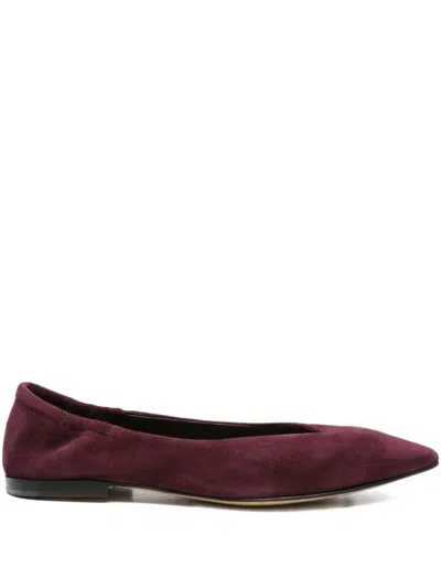 Pomme D'or Pointed-toe Suede Ballet Flats In Red