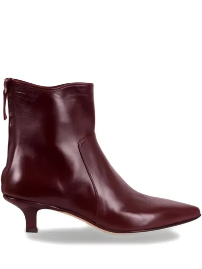 Pomme D'or Pointed-toe Zip Boots In Burgundy