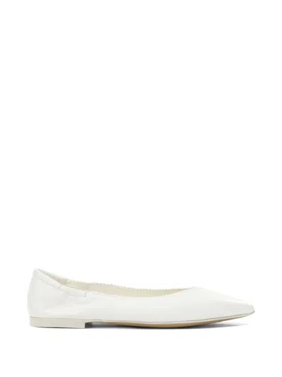 Pomme D'or Pointed-toe Elasticated Ballet Flats In White