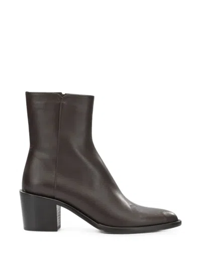 Pomme D'or Side-zip Leather Ankle Boots In Brown