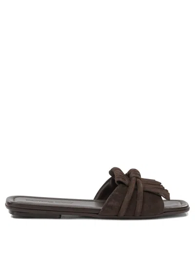 Pomme D'or Slide In Pelle Scamosciata Sandals Brown