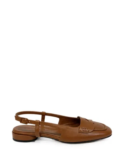 Pomme D'or Slingback Loafer-inspired Pumps In Brown