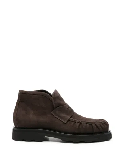 Pomme D'or Suede Penny-slot Boots In Brown