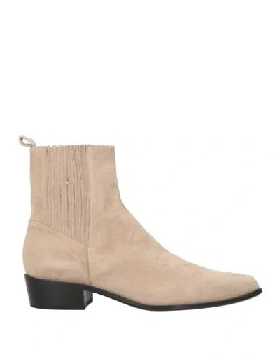 Pomme D'or Woman Ankle Boots Beige Size 10 Leather In Nude