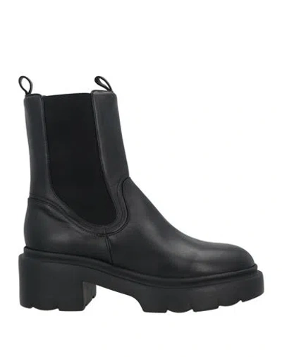 Pomme D'or Woman Ankle Boots Black Size 10 Soft Leather, Elastic Fibres