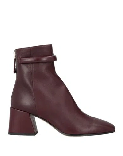 Pomme D'or Woman Ankle Boots Burgundy Size 8 Leather In Red