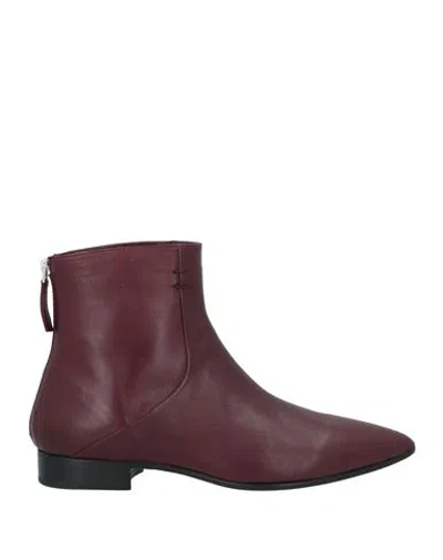 Pomme D'or Woman Ankle Boots Burgundy Size 7.5 Leather In Red