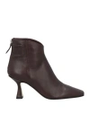 Pomme D'or Woman Ankle Boots Chocolate Brown Size 9 Leather In Brown