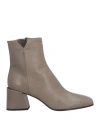 Pomme D'or Woman Ankle Boots Taupe Size 11 Leather In Grey