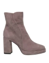 Pomme D'or Woman Ankle Boots Taupe Size 6 Leather In Grey