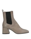 Pomme D'or Woman Ankle Boots Taupe Size 8 Leather, Elastic Fibres In Grey