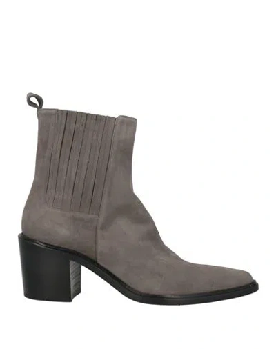 Pomme D'or Woman Ankle Boots Grey Size 10 Leather