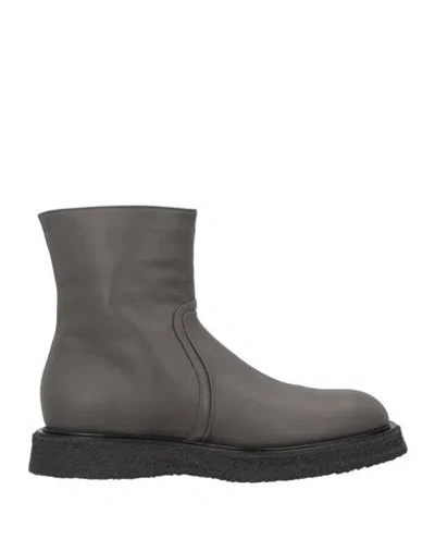 Pomme D'or Woman Ankle Boots Grey Size 8 Leather In Gray