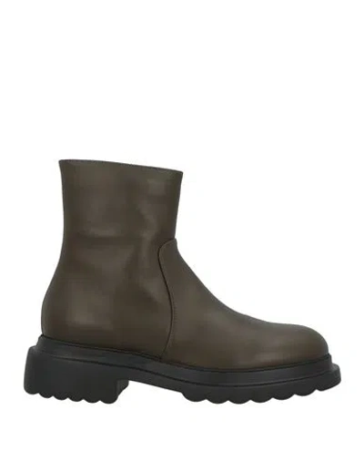 Pomme D'or Woman Ankle Boots Military Green Size 8 Leather