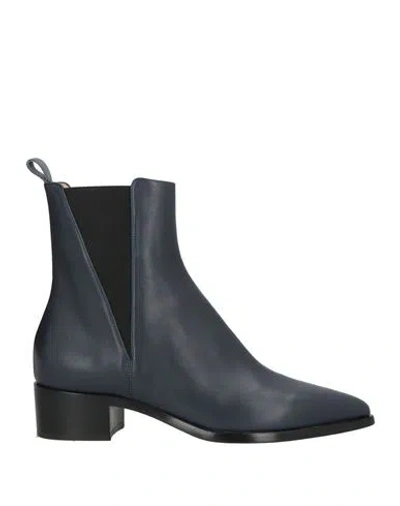 Pomme D'or Woman Ankle Boots Navy Size 8 Calfskin In Blue