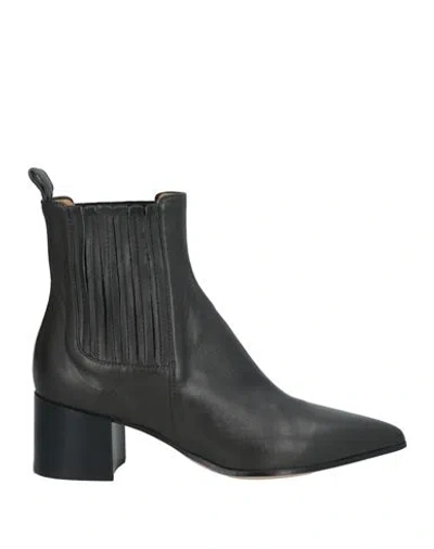 Pomme D'or Woman Ankle Boots Charcoal Size 8 Leather In Grey