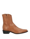 Pomme D'or Woman Ankle Boots Tan Size 7 Leather In Brown