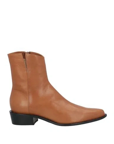 Pomme D'or Woman Ankle Boots Tan Size 7 Leather In Brown