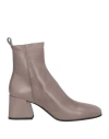 Pomme D'or Woman Ankle Boots Taupe Size 10 Soft Leather In Grey