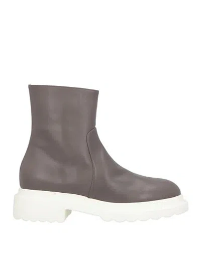 Pomme D'or Woman Ankle Boots Taupe Size 8 Calfskin In Gray