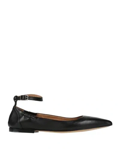 Pomme D'or Woman Ballet Flats Black Size 8 Leather