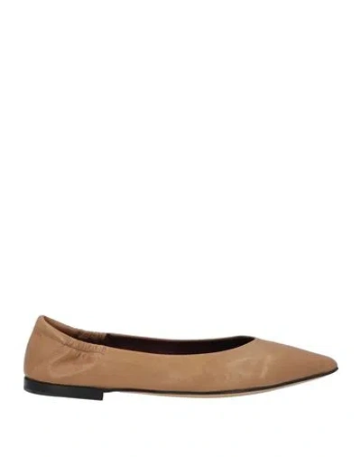 Pomme D'or Woman Ballet Flats Camel Size 7 Soft Leather In Beige