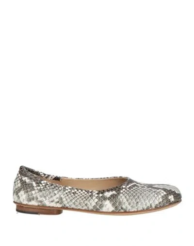 Pomme D'or Woman Ballet Flats Grey Size 7 Leather In Multi