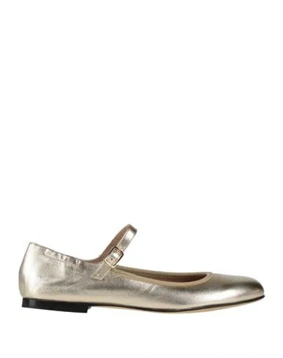 Pomme D'or Woman Ballet Flats Platinum Size 8 Leather In Gray