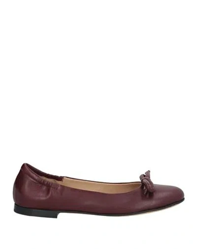 Pomme D'or Woman Ballet Flats Plum Size 6.5 Leather In Purple