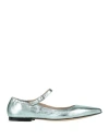 Pomme D'or Woman Ballet Flats Sky Blue Size 8 Leather In Silver