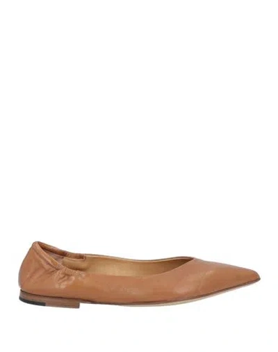 Pomme D'or Woman Ballet Flats Tan Size 7.5 Soft Leather In Brown
