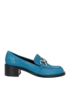Pomme D'or Woman Loafers Azure Size 10 Leather In Blue