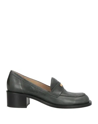 Pomme D'or Woman Loafers Charcoal Size 6 Leather In Gray