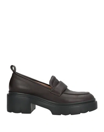 Pomme D'or Woman Loafers Dark Brown Size 9 Leather