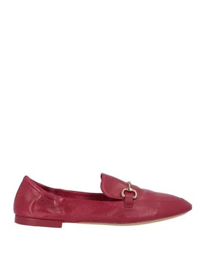 Pomme D'or Woman Loafers Garnet Size 5 Leather In Red