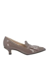 Pomme D'or Woman Loafers Grey Size 7 Leather In Grey