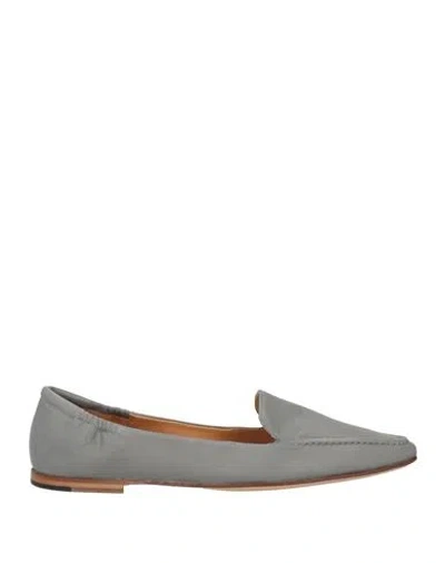 Pomme D'or Woman Loafers Grey Size 8 Leather In Gray