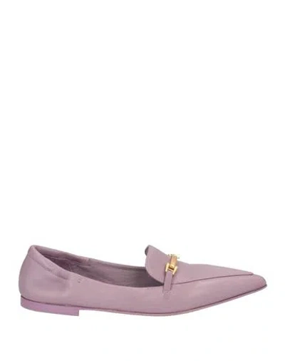 Pomme D'or Woman Loafers Mauve Size 8 Leather In Purple