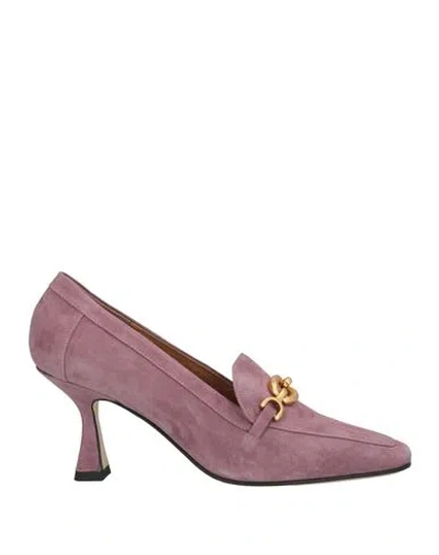 Pomme D'or Woman Loafers Mauve Size 7.5 Leather In Purple